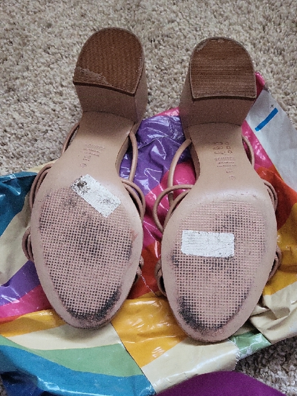 Nude Strappy Block Heel Slide Sandals - Picture 9 of 9
